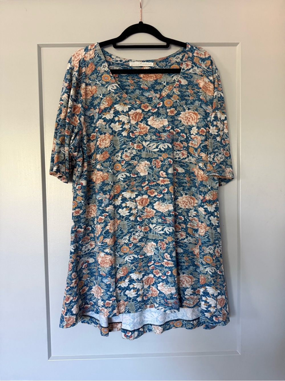 Peruvian Connection Floral Top Tunic High low Sz XL